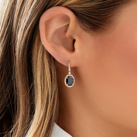 Oval Halo Earrings with Sapphire & 0.39 Carat TW of Diamonds in 14kt Yellow Gold Oval Halo Earrings with Sapphire & 0.39 Carat TW of Diamonds in 14kt Yellow Gold