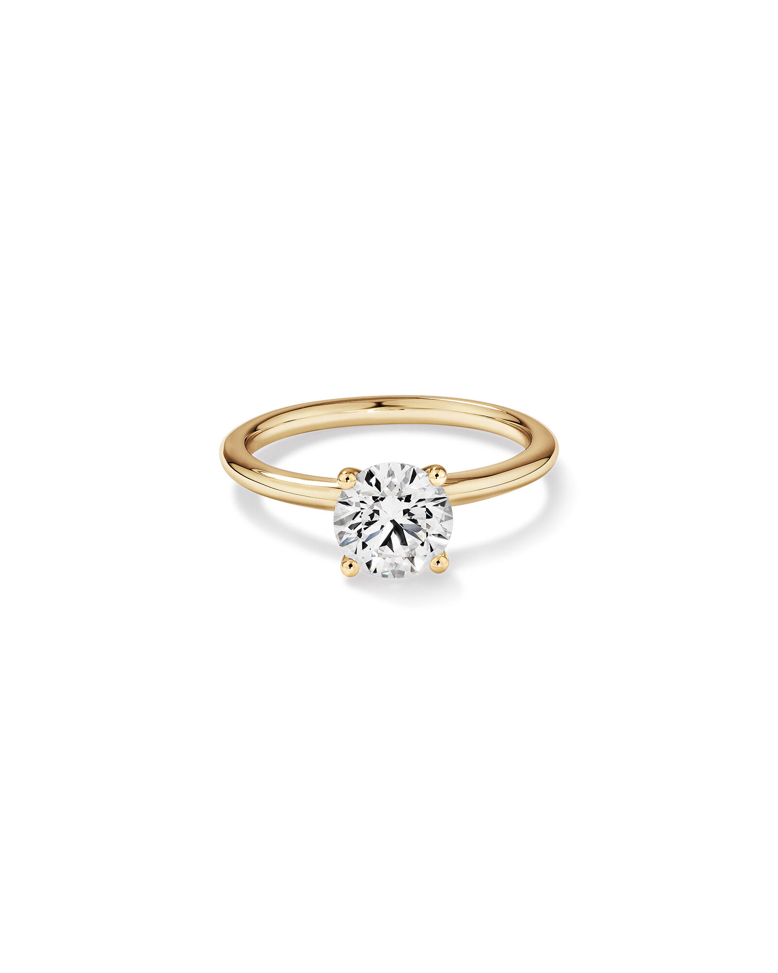 Bague de fiançailles solitaire ronde TW en diamant brillant de laboratoire de 1,25 carat en or jaune 14 carats