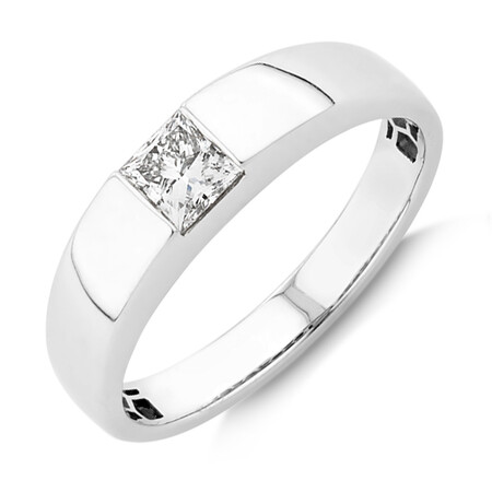 Laboratory-Created 0.50 Carat Men's Ring in 14kt White Gold