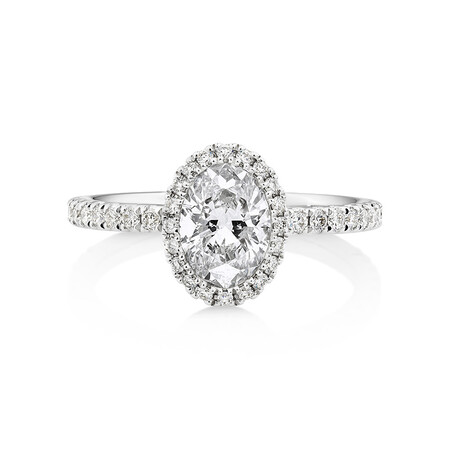 Sir Michael Hill Designer Halo Oval Engagement Ring with 1.35 Carat TW of Diamonds in 18kt White Gold Sir Michael Hill Designer Halo Oval Engagement Ring with 1.35 Carat TW of Diamonds in 18kt White Gold