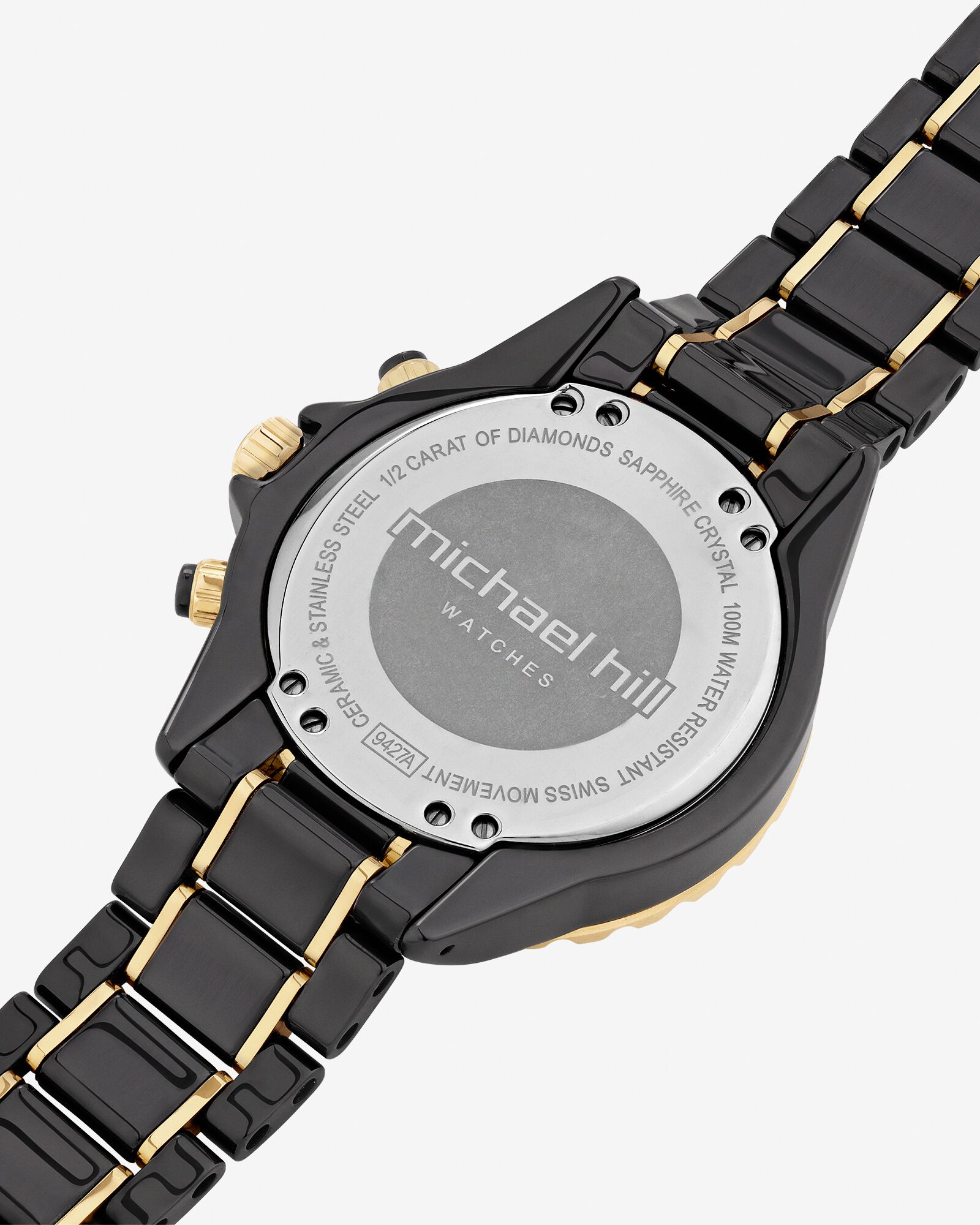 Chronograph Watch with 0.50 Carat TW of Diamonds Black Ceramic & Gold Tone Stainless Steel
