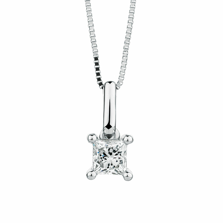 Solitaire Pendant with a 1/4 Carat Diamond in 14kt White Gold