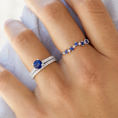Bridal Set with 5/8 Carat TW of Diamonds & Sapphire in 14kt White Gold Bridal Set with 5/8 Carat TW of Diamonds & Sapphire in 14kt White Gold