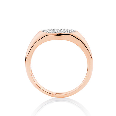 Oval Signet Ring with 1/6 carat TW of Diamonds in 10kt Rose Gold Oval Signet Ring with 1/6 carat TW of Diamonds in 10kt Rose Gold
