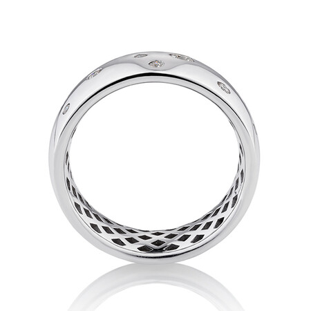 Hammer Set Barrel Ring with 0.20 Carat TW of Diamonds in 10kt White Gold Hammer Set Barrel Ring with 0.20 Carat TW of Diamonds in 10kt White Gold