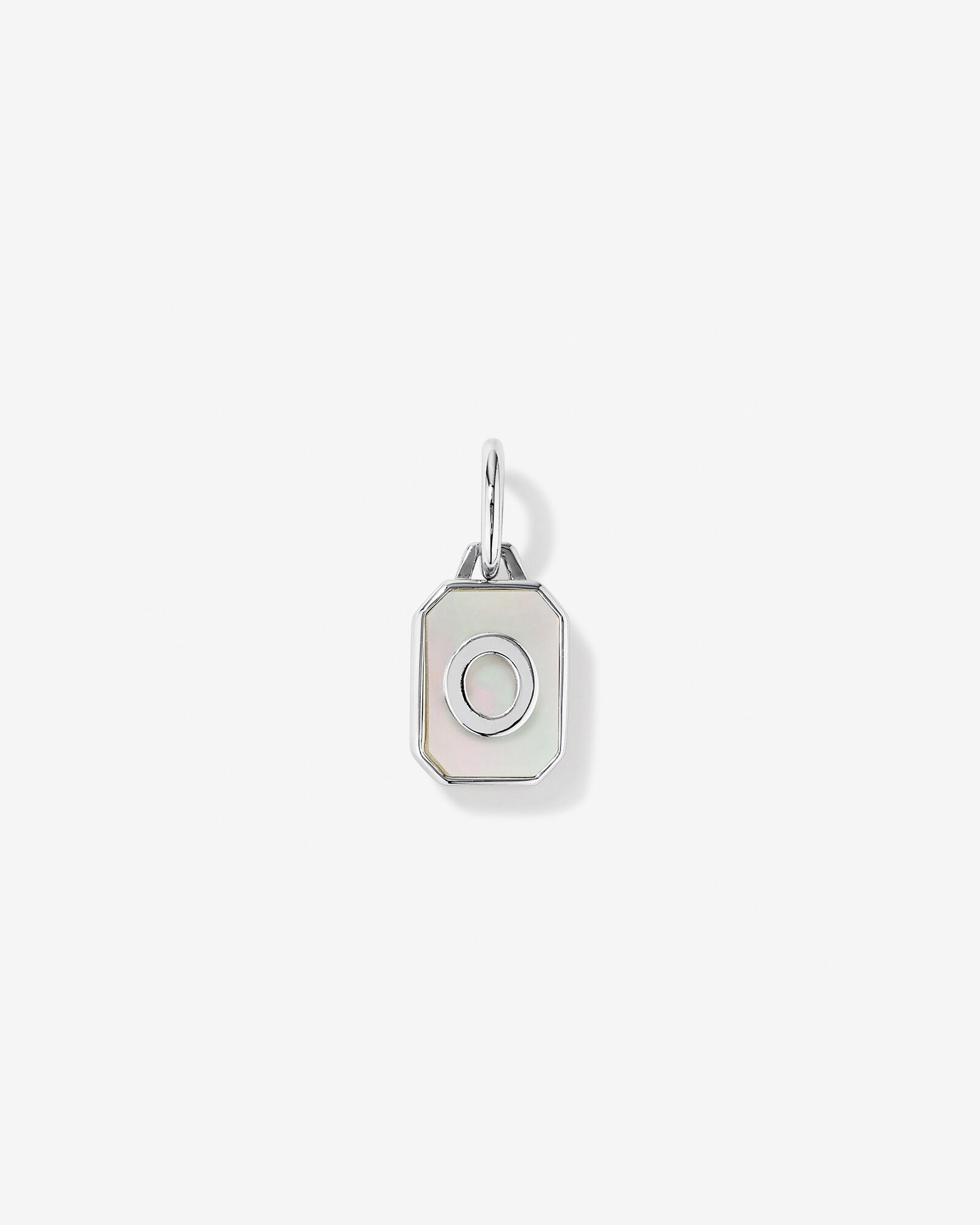 Letter O Mother of Pearl Initial Pendant Sterling Silver