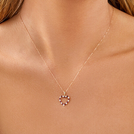 Heart Pendant with Ruby & 0.25 Carat TW of Diamonds in 10kt Yellow Gold Heart Pendant with Ruby & 0.25 Carat TW of Diamonds in 10kt Yellow Gold