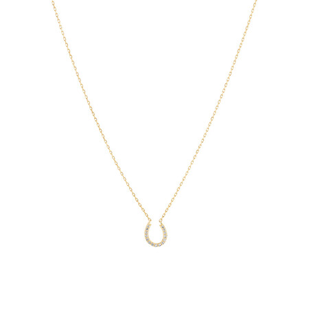 Horseshoe Necklace with 0.10 Carat TW of Diamonds in 10kt Yellow Gold Horseshoe Necklace with 0.10 Carat TW of Diamonds in 10kt Yellow Gold