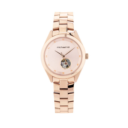 Ladies Rose Tone Stainless Steel Automatic Watch