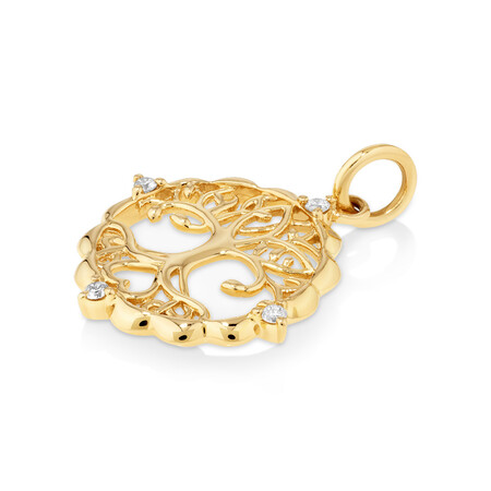 Tree of Life Talisman Pendant with Diamonds in 10kt Yellow Gold Tree of Life Talisman Pendant with Diamonds in 10kt Yellow Gold