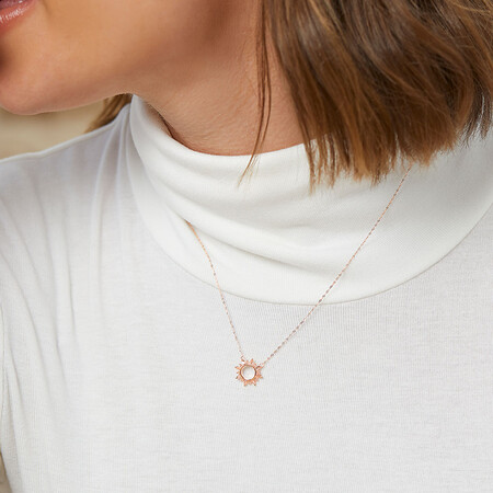 Circle Necklace With 0.12 Carat TW Diamonds In 10kt Rose Gold Circle Necklace With 0.12 Carat TW Diamonds In 10kt Rose Gold