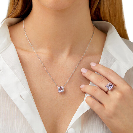 Ring with Rose Amethyst in Sterling Silver & 10kt Rose Gold Ring with Rose Amethyst in Sterling Silver & 10kt Rose Gold