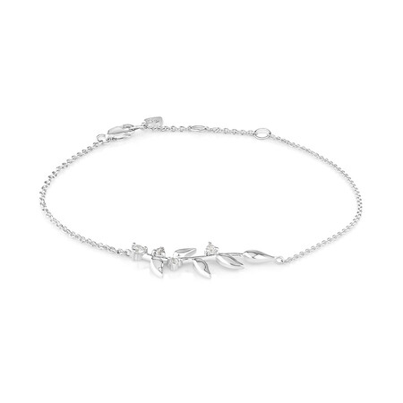Leaf Bracelet with Cubic Zirconia in Sterling Silver Leaf Bracelet with Cubic Zirconia in Sterling Silver