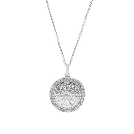 Round Locket with Cubic Zirconia in Sterling Silver Round Locket with Cubic Zirconia in Sterling Silver