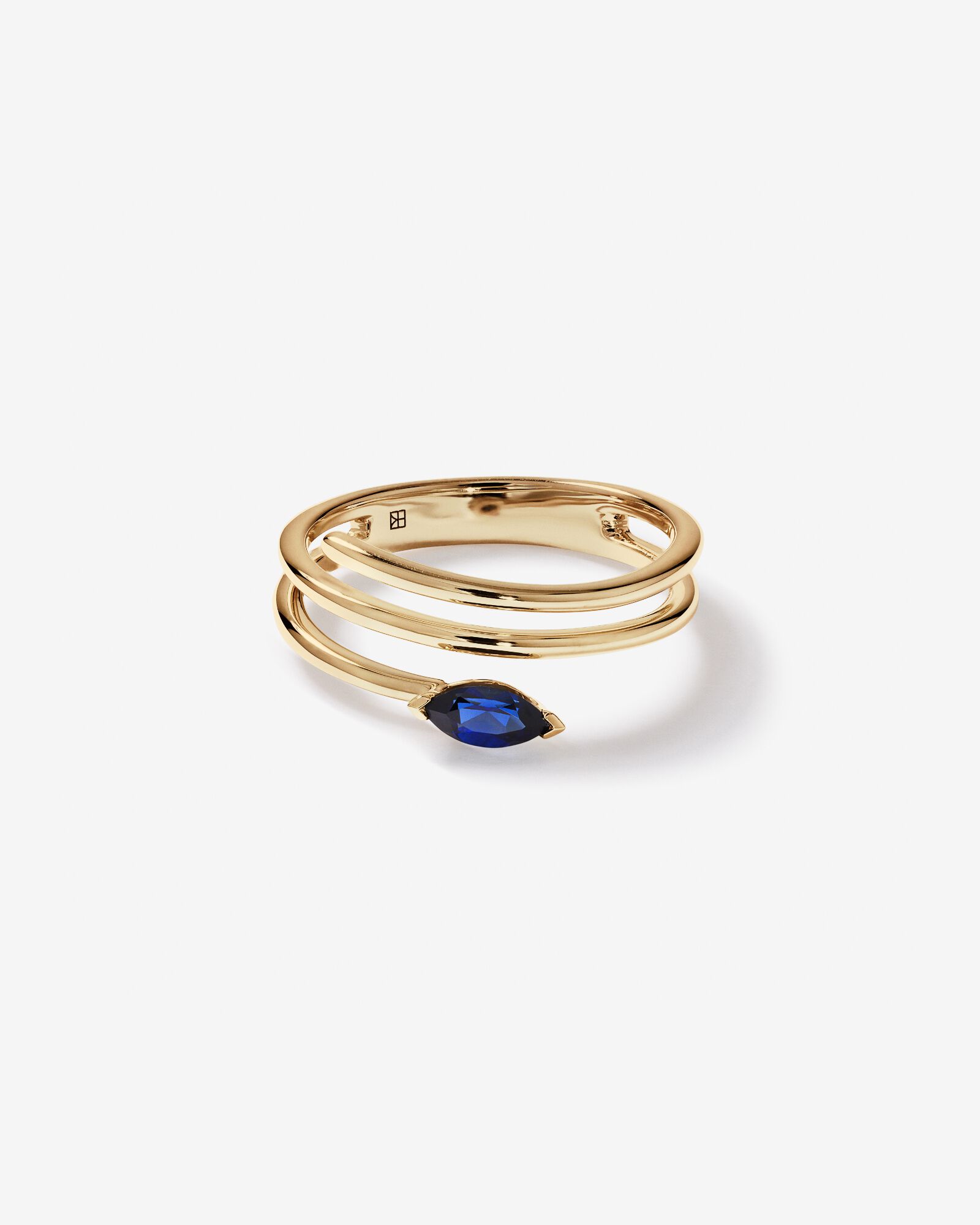 East West Marquise-Cut Created Sapphire Wrap Ring in 10kt Yellow Gold
