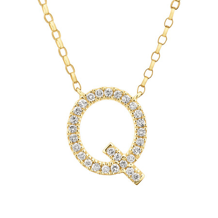 "Q" Initial Necklace with 0.10 Carat TW of Diamonds in 10kt Yellow Gold