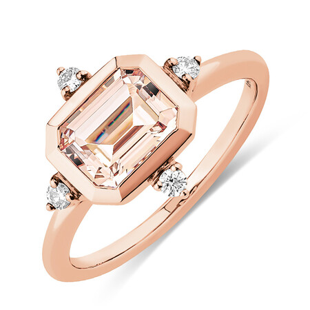 Morganite Bezel Ring with Diamonds in 10kt Rose Gold Morganite Bezel Ring with Diamonds in 10kt Rose Gold