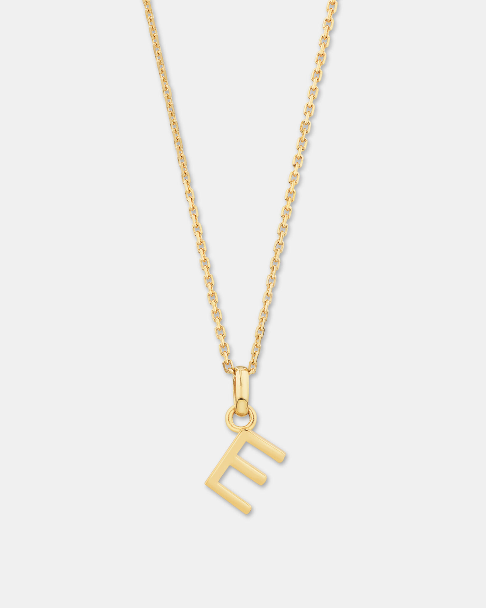 "E" Initial Pendant with Chain in 10kt Yellow Gold