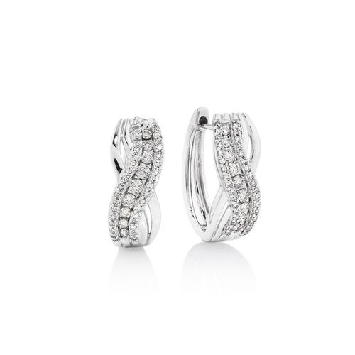 Huggie Earrings with 1/2 Carat TW of Diamonds in 10ct White Gold