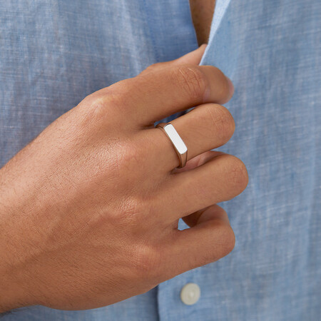 Men's Rectangle Signet Ring In Sterling Silver Men's Rectangle Signet Ring In Sterling Silver