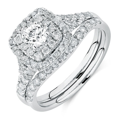 Bridal Set with 1.18 Carat TW of Diamonds in 14kt White Gold