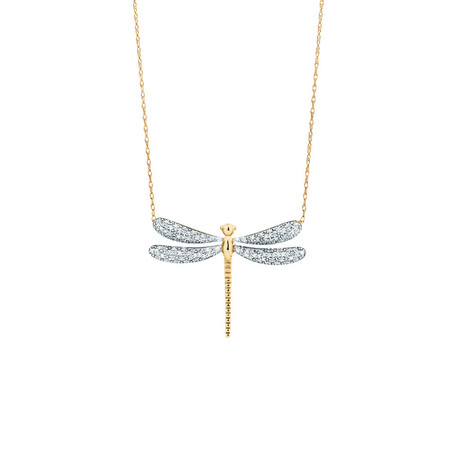 Dragonfly pendant with 0.20 Carat TW Diamonds in 10kt Yellow Gold Dragonfly pendant with 0.20 Carat TW Diamonds in 10kt Yellow Gold