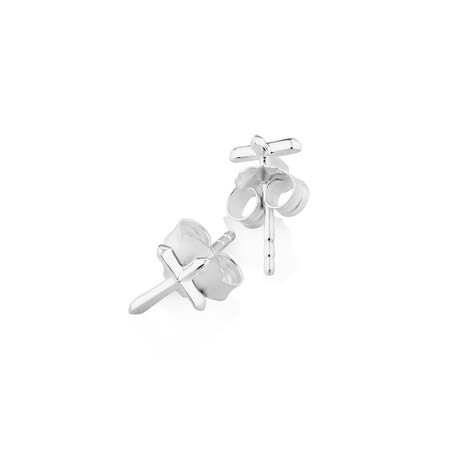 Cross Stud Earrings In Sterling Silver Cross Stud Earrings In Sterling Silver