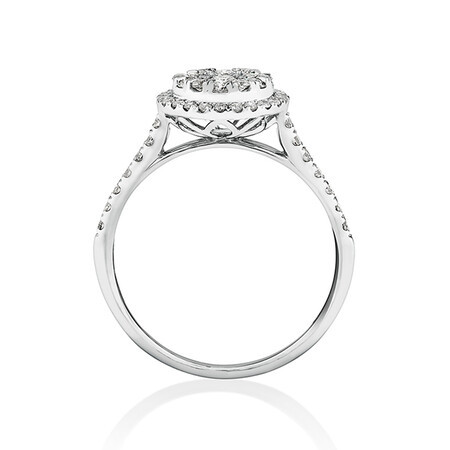 Cluster Halo Engagement Ring with 0.75 Carat TW of Diamonds in 10kt White Gold Cluster Halo Engagement Ring with 0.75 Carat TW of Diamonds in 10kt White Gold