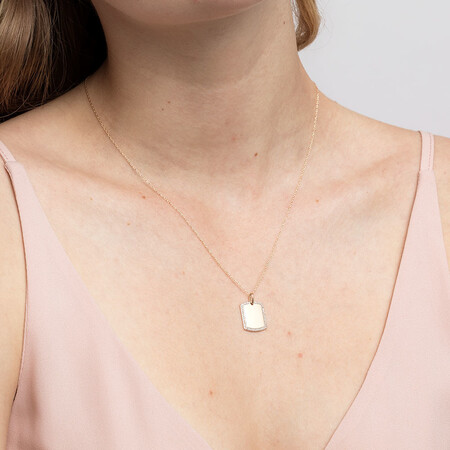 Rectangular Frame Pendant With Diamonds In 10kt Yellow Gold Rectangular Frame Pendant With Diamonds In 10kt Yellow Gold