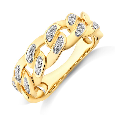 Link Ring with 0.15 Carat TW of Diamonds in 10kt Yellow Gold