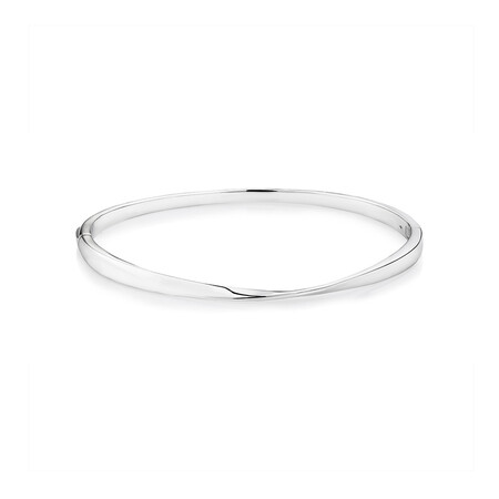Polished Oval Twist Bangle in Sterling Silver
