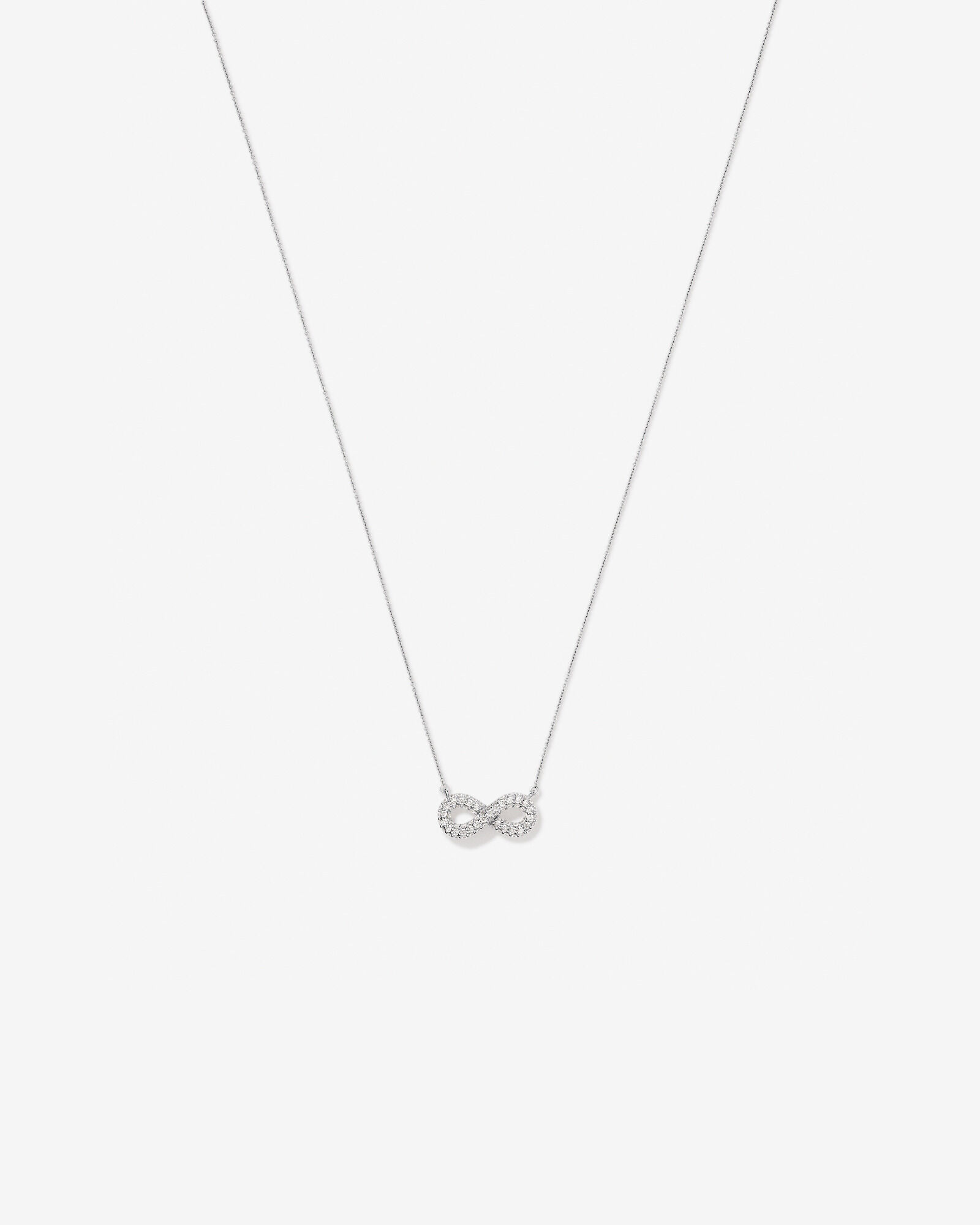 Cubic Zirconia Puff Infinity Pendant Necklace in Sterling Silver