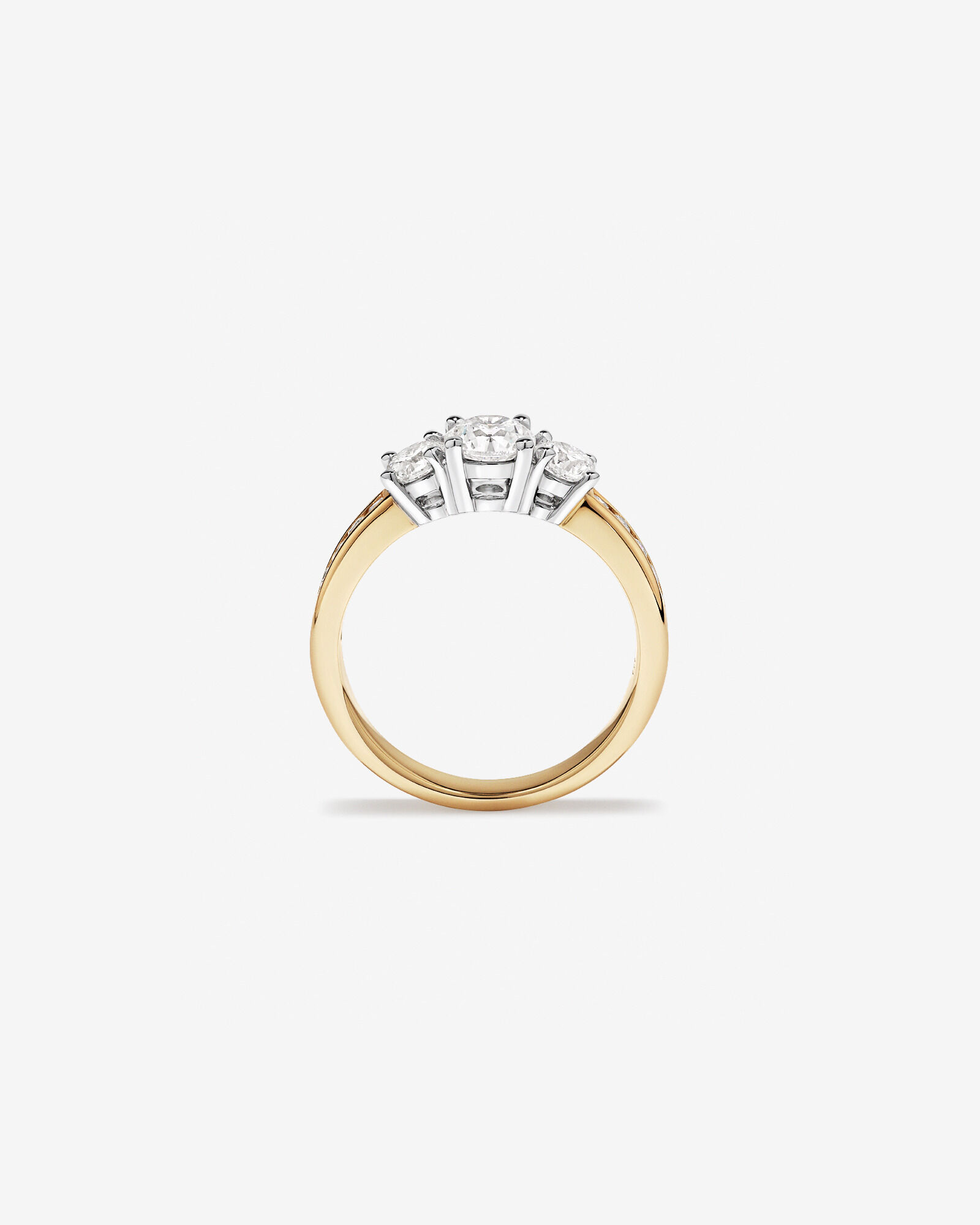 1.50 Carat TW 3 Stone Signature 101 Diamond Ring in 14kt Yellow and White Gold
