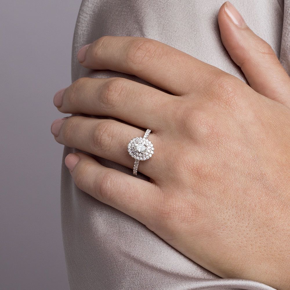 Sir Michael Hill Designer Engagement Ring with 1 1/5 Carat TW of Diamonds in 14kt White & Rose Gold