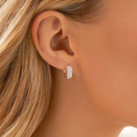 Reversible Huggie Earrings With Cubic Zirconia In Sterling Silver Reversible Huggie Earrings With Cubic Zirconia In Sterling Silver
