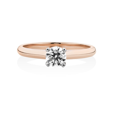 Certified Solitaire Engagement Ring with a 0.50 Carat TW Diamond in 14kt Rose and White Gold Certified Solitaire Engagement Ring with a 0.50 Carat TW Diamond in 14kt Rose and White Gold