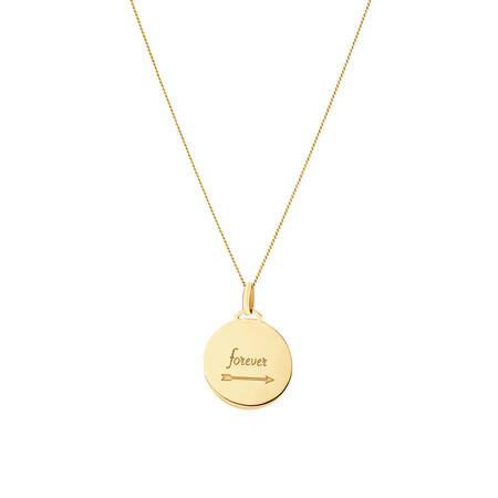 Disc Engraved Pendant in 10kt Yellow Gold Disc Engraved Pendant in 10kt Yellow Gold