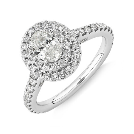 Sir Michael Hill Designer Engagement Ring with 1 1/5 Carat TW of Diamonds in 14kt White & Rose Gold