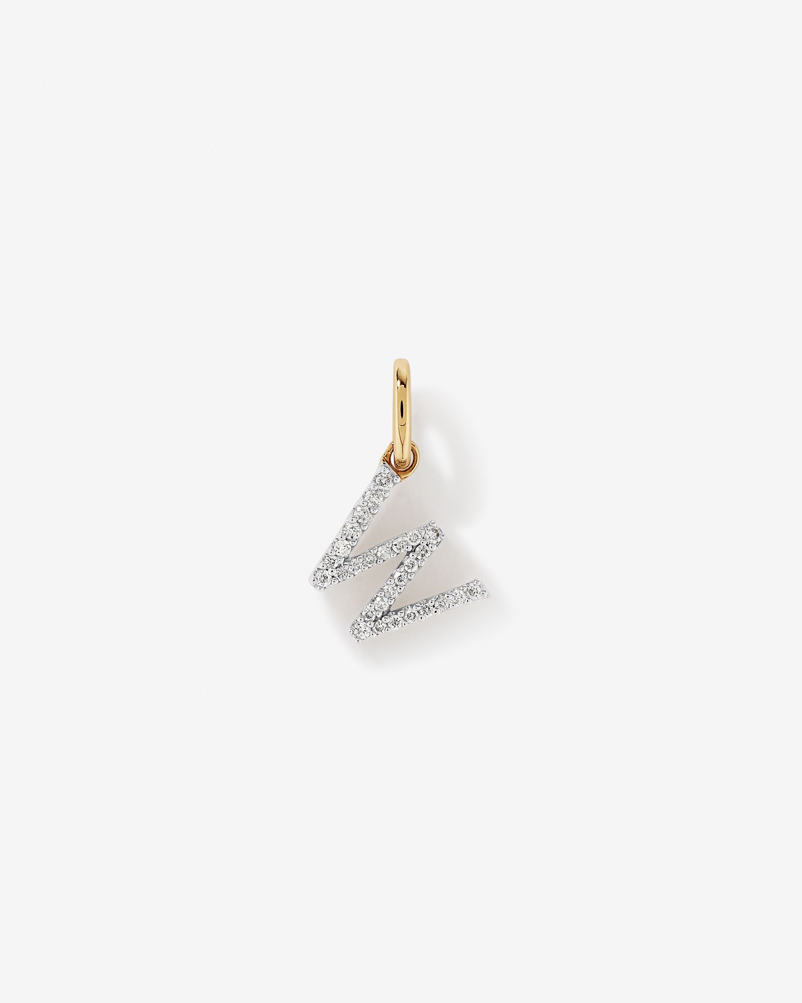 Diamond Letter W Initial Pendant in 10kt Yellow Gold