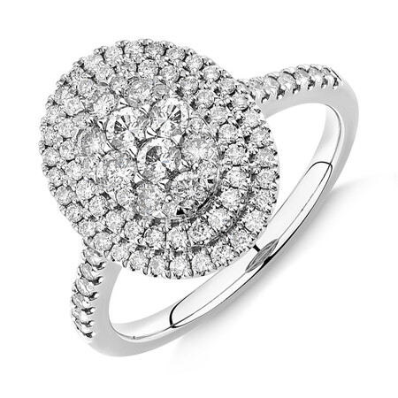 Oval Cluster Bridal Set with 1.0 Carat TW of Diamonds in 14kt White Gold Oval Cluster Bridal Set with 1.0 Carat TW of Diamonds in 14kt White Gold