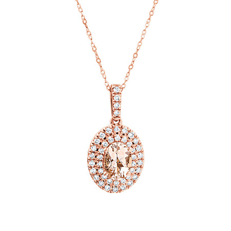 Morganite Pendant with 0.38 Carat TW Of Diamonds in 10ct Rose Gold Morganite Pendant with 0.38 Carat TW Of Diamonds in 10ct Rose Gold