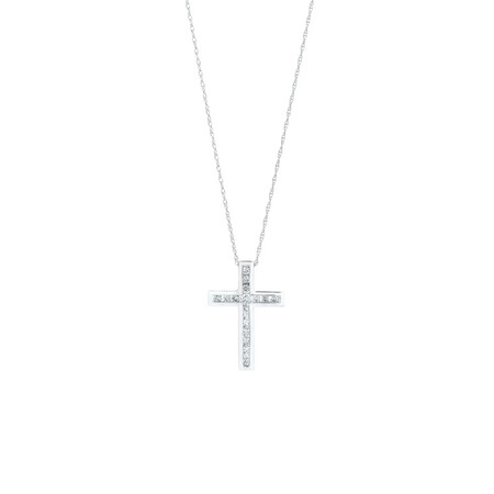 Cross Pendant in 10kt White Gold With 1/4 Carat TW of Diamonds Cross Pendant in 10kt White Gold With 1/4 Carat TW of Diamonds
