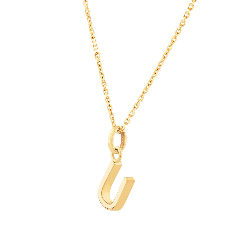 U Initial Pendant in 10kt Yellow Gold