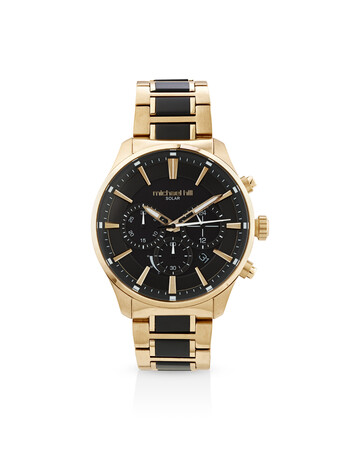 Solar Powered Men's Watch with Gold and Black Tone in Stainless Steel Solar Powered Men's Watch with Gold and Black Tone in Stainless Steel