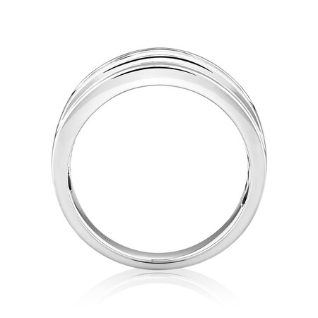 Men's Ring with 0.30 Carat TW of Diamonds & Sapphire in 10kt White Gold Men's Ring with 0.30 Carat TW of Diamonds & Sapphire in 10kt White Gold