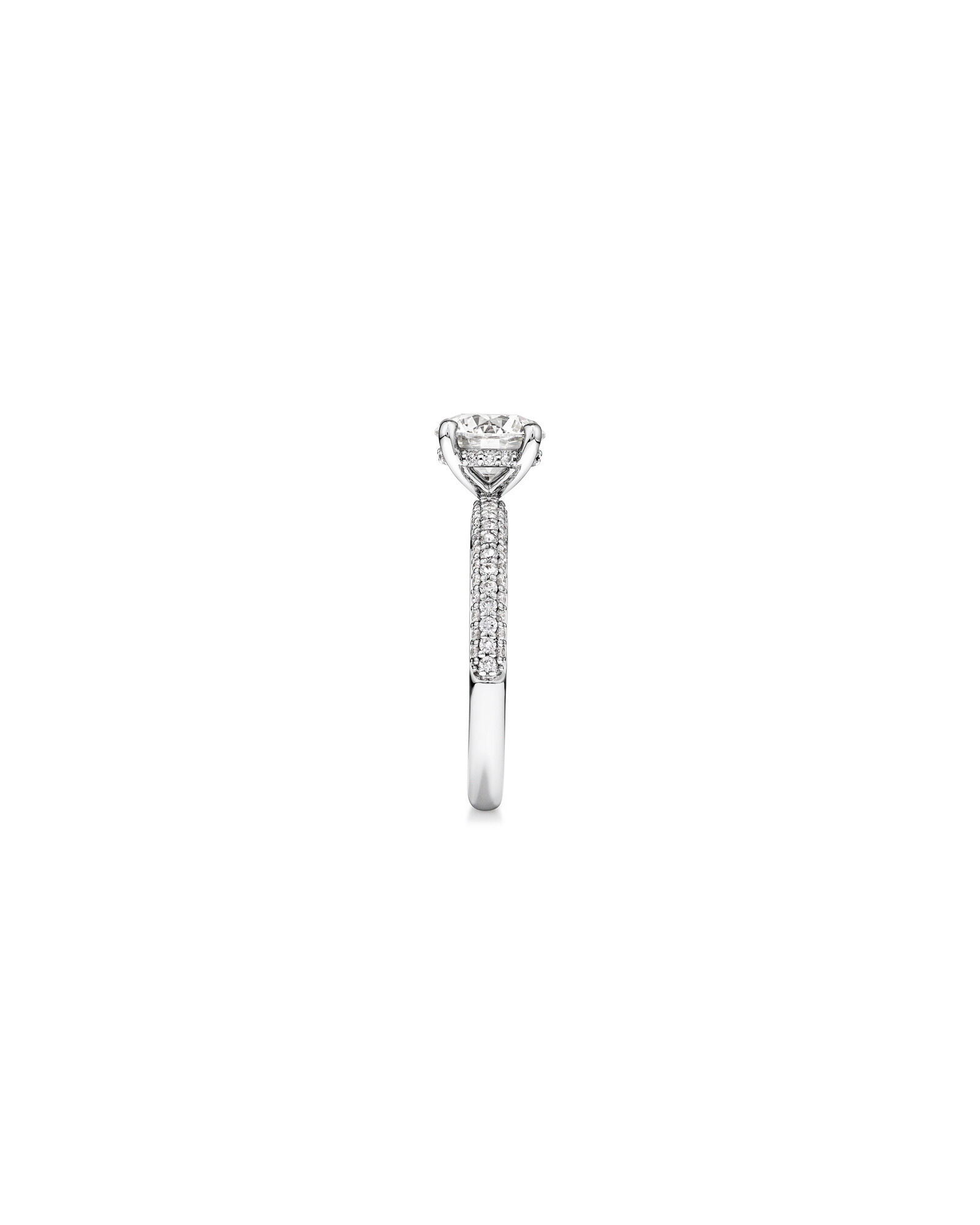 1.95 Carat TW Round Brilliant Laboratory-Grown Diamond Solitaire Side Accent Engagement Ring in 14kt Gold