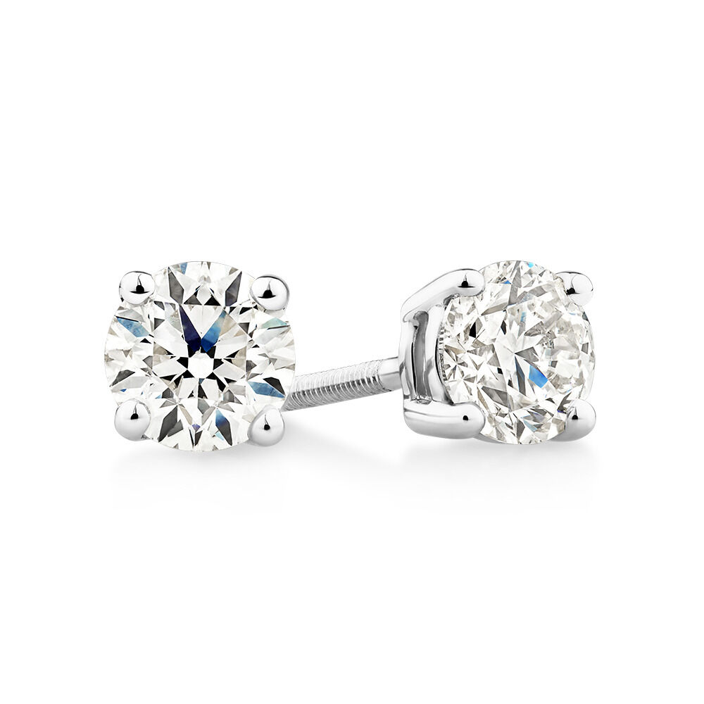 Certified Stud Earrings with 0.96 Carat TW of Diamonds in 14kt White Gold