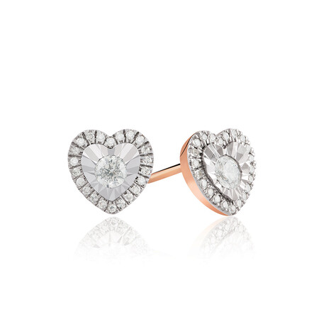 Heart Earrings With 1/4 Carat TW Of Diamonds In 10kt Rose Gold Heart Earrings With 1/4 Carat TW Of Diamonds In 10kt Rose Gold