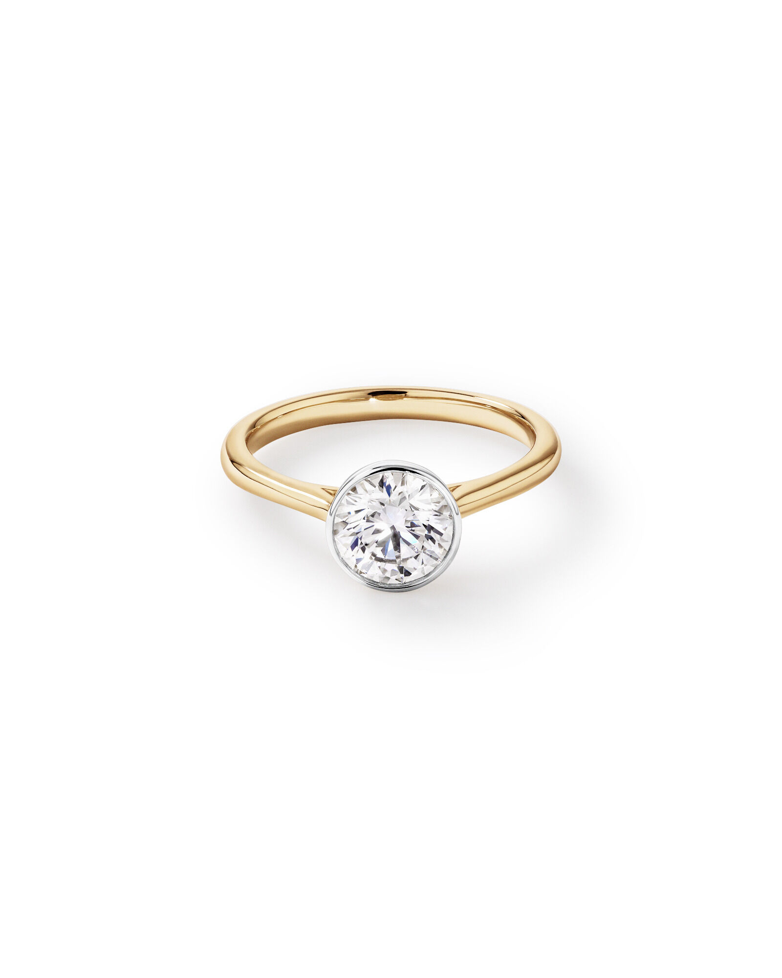 Bague de fiançailles ronde TW de 1,25 carat en or jaune et blanc 14 carats en or jaune et blanc