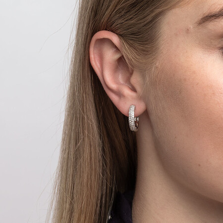 Huggie Earrings With 0.60 Carat TW Of Diamonds In 10kt White Gold Huggie Earrings With 0.60 Carat TW Of Diamonds In 10kt White Gold